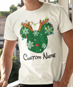 Personalize Custom Name Mickey Reindeer Hord Christmas T-shirt