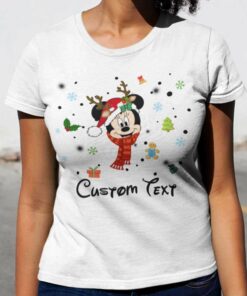 Personalize Custom Name Minnie Christmas White Tee Disney