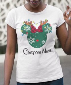 Personalize Custom Name Minnie Reindeer Hord Christmas T-shirt