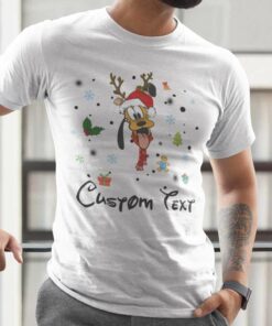 Personalize Custom Name Pluto Christmas T-shirt Disney