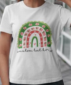 Personalized Boho Rainbow Christmas Custom Text T-shirt