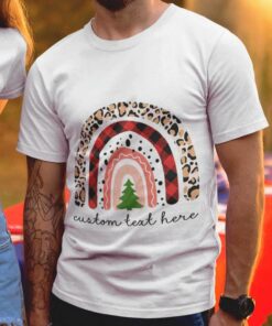 Personalized Boho Rainbow Leopard Christmas Tree Custom Text T-shirt