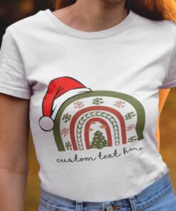 Personalized Christmas Rainbow Custom Text T-shirt