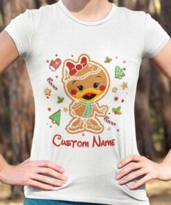 Personalized Custom Name Daisy Duck Ginger Candy Cane Christmas T-shirt