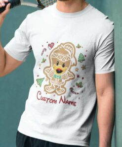 Personalized Custom Name Donald Duck Ginger Candy Cane Christmas T-shirt