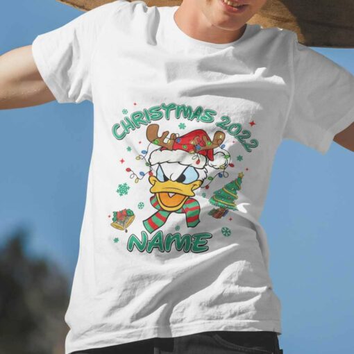 Personalized Custom Name Donald Duck Reindeer Big Face Christmas T-shirt