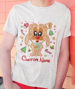 Personalized Custom Name Goofy Ginger Candy Cane Christmas T-shirt