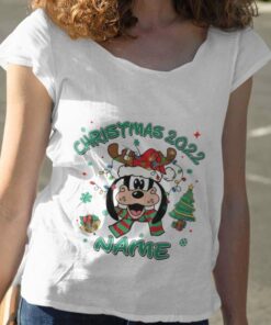 Personalized Custom Name Goofy Reindeer Big Face Christmas T-shirt