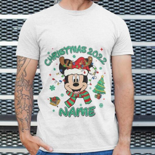 Personalized Custom Name Mickey Reindeer Big Face Christmas T-shirt