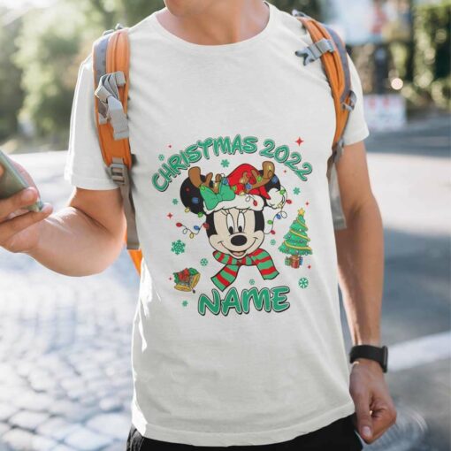 Personalized Custom Name Minnie Reindeer Big Face Christmas T-shirt