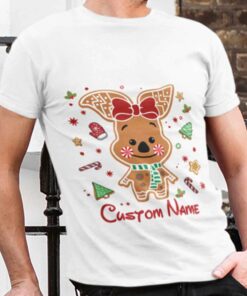 Personalized Custom Name Piglet Ginger Candy Cane Christmas T-shirt Winnie The Pooh