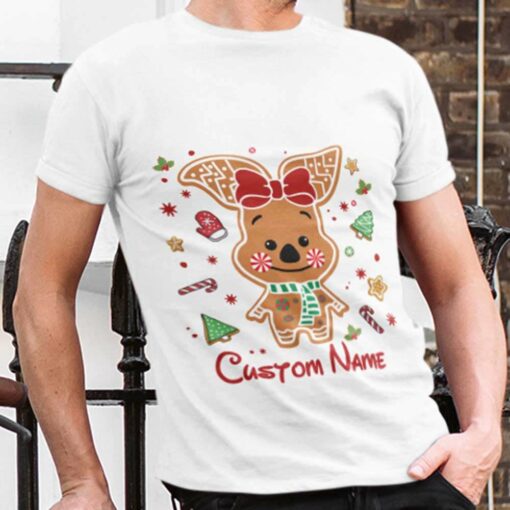 Personalized Custom Name Piglet Ginger Candy Cane Christmas T-shirt Winnie The Pooh