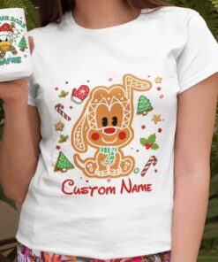 Personalized Custom Name Pluto Ginger Candy Cane Christmas T-shirt
