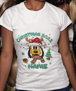 Personalized Custom Name Pluto Reindeer Big Face Christmas T-shirt