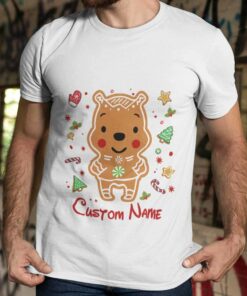 Personalized Custom Name Pooh Ginger Candy Cane Christmas T-shirt Winnie The Pooh