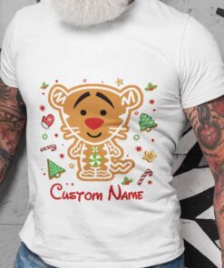 Personalized Custom Name Tigger Ginger Candy Cane Christmas T-shirt Winnie The Pooh