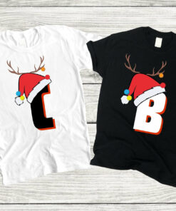 Personalized Letter Christmas Santa Hat Sweatshirt Trendy Unique Xmas Gift For Family Personalized Letter Christmas Santa Hat Sweatshirt Trendy Unique Xmas Gift For Family