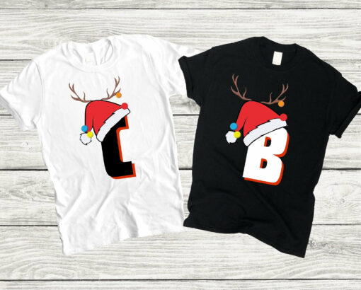 Personalized Letter Christmas Santa Hat Sweatshirt Trendy Unique Xmas Gift For Family