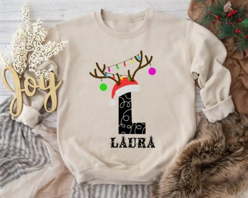 Personalized Name Christmas Monogram Letters Sweatshirt Lovely Unique Xmas Gift