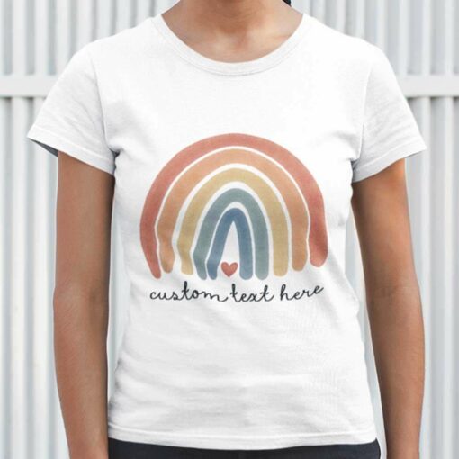 Personalized Rainbow Christmas Custom Text T-shirt