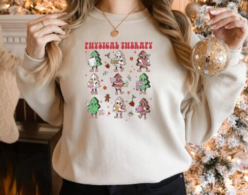 Physical Therapy Christmas Cake Tree Sweatshirt Lovely Unique Xmas Gift