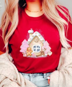 Pink Cute Gingerbread House Christmas Sweatshirt