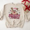 Pink Cute Merry Christmas Reindeer Sweatshirt