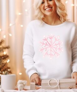 Pink Cute Snowflake Sweatshirt Lovely Unique Xmas Gift