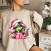 Pink Grinchy Christmas Spirit Wine Lovers Sweatshirt