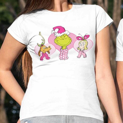 Pink Heart Trio Christmas T-Shirt The Grinch