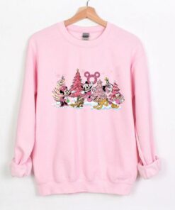 Pink Mickey &amp Friends Verry Merry Christmas Sweatshirt Lovely Unique Xmas Gift Disneyland