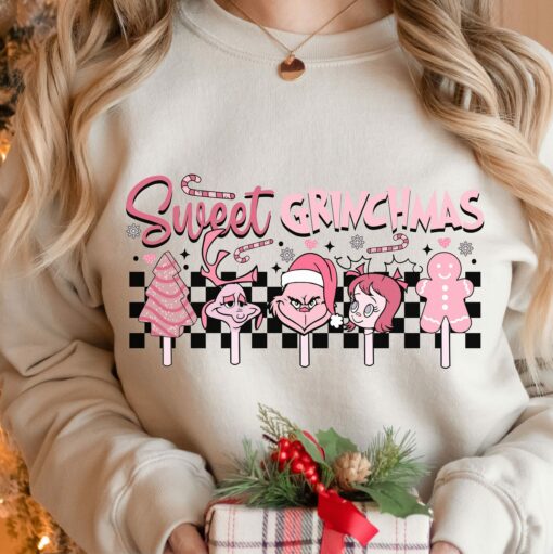 Pink Sweet Grinchmas Funny Pink Christmas Sweatshirt Lovely Unique Xmas Gift