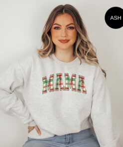 Plaid Mama Christmas Retro Holiday Mom Sweatshirt