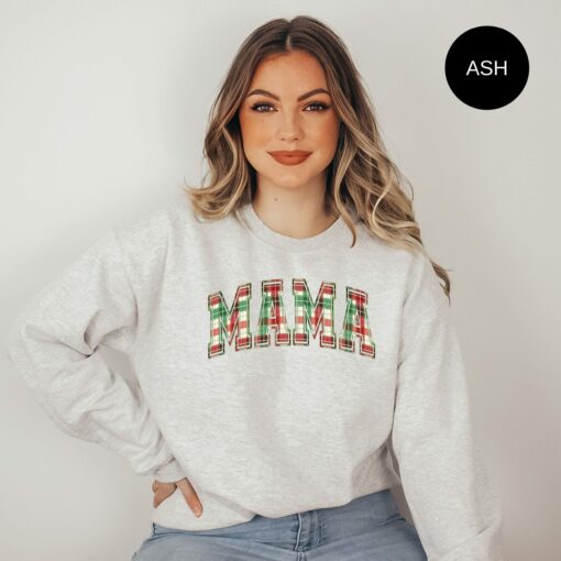 Plaid Mama Christmas Retro Holiday Mom Sweatshirt