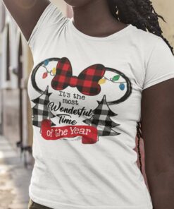 Red Plaid Minnie It’S The Most Wonderful Time Of The Year Disney Christmas T-shirt
