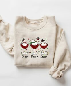 Red Wine Drink Drank Drunk Snowman Christmas Sweatshirt