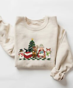 Retro Christmas Cute Snowman With Reindeer And Friends Sweatshirt