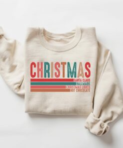 Retro Christmas Santa Clause Hallmark Light Hot Chocolate Sweatshirt Trendy Unique Xmas Gift