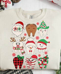 Retro Christmas Teeth Dentist Sweatshirt Funny Xmas Gift