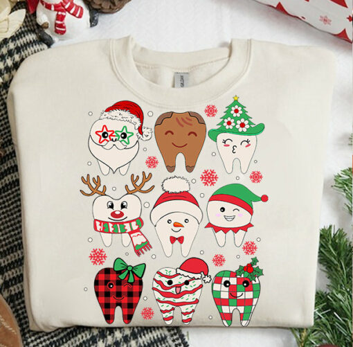 Retro Christmas Teeth Dentist Sweatshirt Funny Xmas Gift