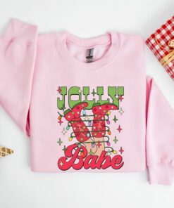 Retro Jolly Babe Christmas Holly Jolly Vibes Holiday Vintage Funny Sweatshirt Lovely Unique Xmas Gift