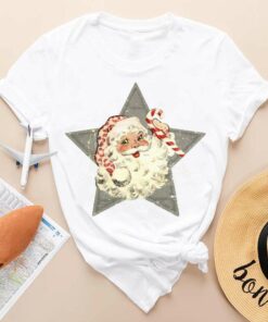 Retro Star Shape Santa Christmas T-Shirt