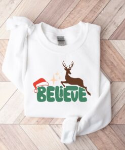 Retro Style Believe Reindeer Christmas Sweatshirt