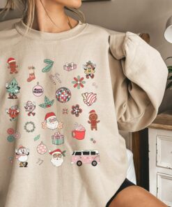Retro Unisex Cute Christmas Doodle Sweatshirt Lovely Unique Xmas Gift