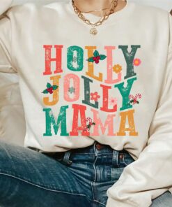 Retro Vintage Holly Jolly Mama Mom Christmas Sweatshirt