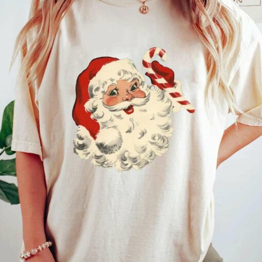 Santa Candy Cane Christmas T-Shirt