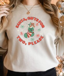 Santa Gifts For Two Please Christmas Pregnancy Sweatshirt