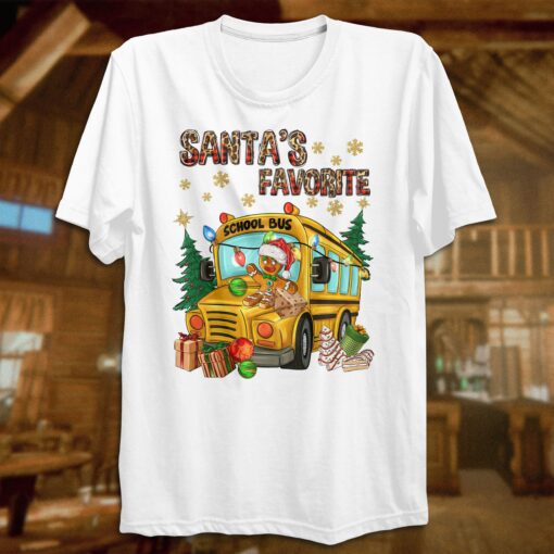 Santa’s Favorite School Bus Gingerbread Cookies Driver Christmas Sweatshirt Lovely Unique Xmas Gift