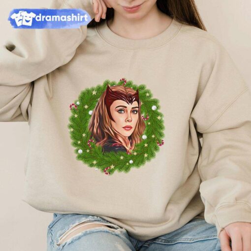 Scarlet Witch Christmas Wreath Sweatshirt Marvel