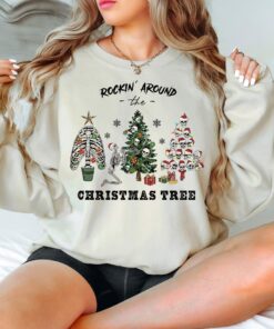 Scary Full Skeleton Rocking Around The Christmas Tree Sweatshirt